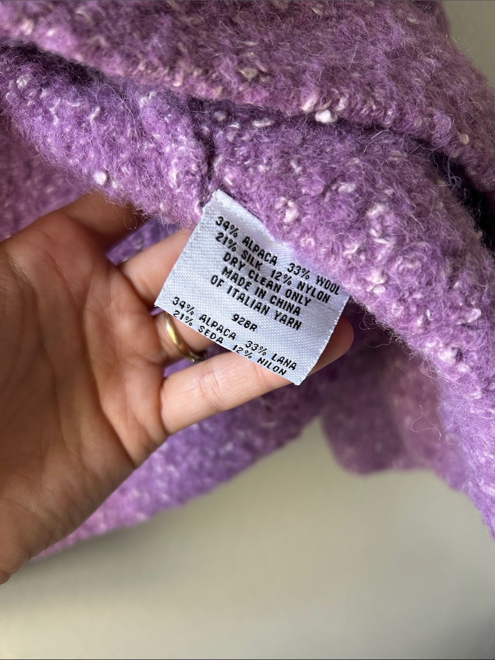 Eileen Fisher Lavender Bouclé Open-Front Cardigan Alpaca Wool Silk - Picture 3 of 6